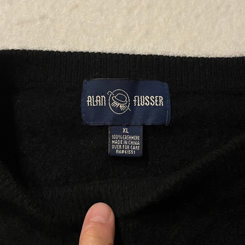 Vintage Y2K Alan Flusser 100% Cashmere Sweater Black Mens XL Soft Luxe - Picture 2 of 6